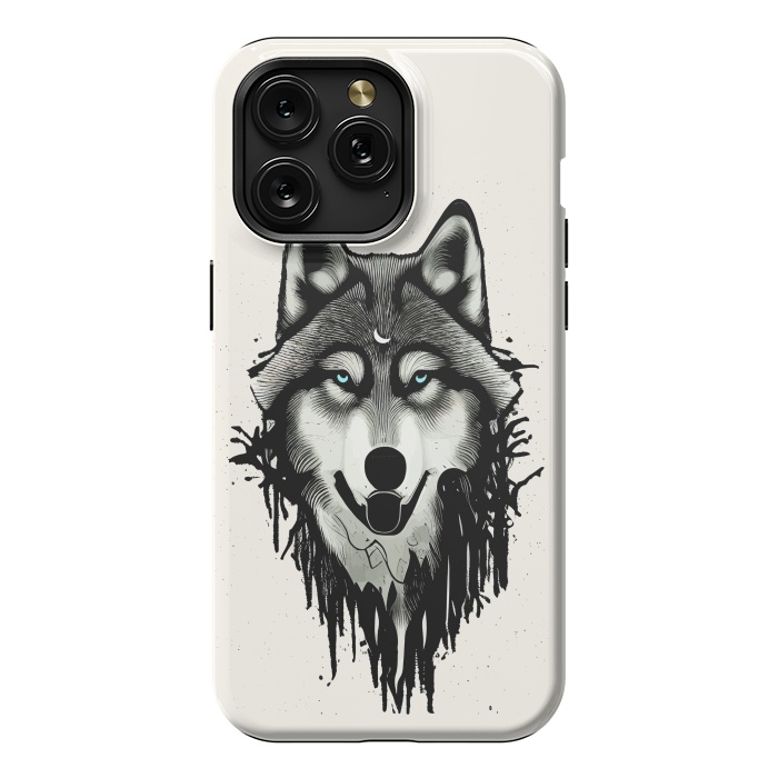 iPhone 15 Pro Max StrongFit Wicked Soul, Werewolf Wolf Wild Animals Sketch, Wildlife Drawing Line Art, Wild Eclectic Dark Moon by Uma Prabhakar Gokhale