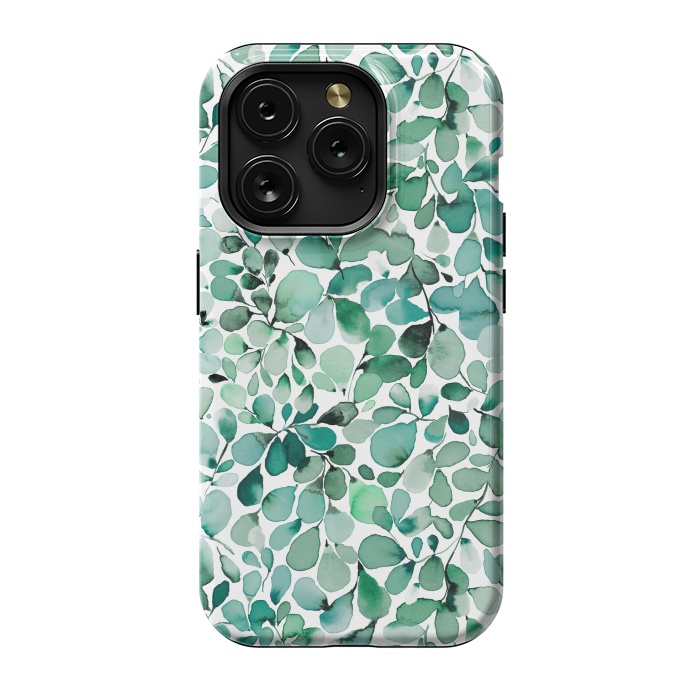 iPhone 15 Pro StrongFit Leaffy Botanical Green Eucalyptus by Ninola Design