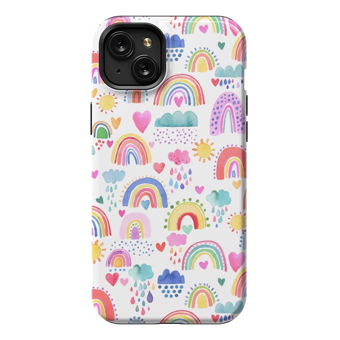iPhone 15 Plus StrongFit Lovely Colorful Rainbows by Ninola Design