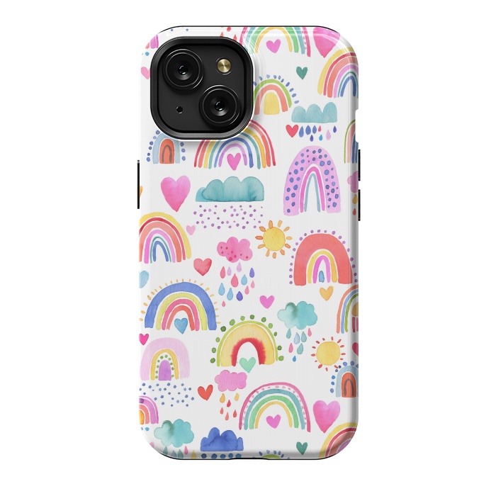 iPhone 15 StrongFit Lovely Colorful Rainbows by Ninola Design
