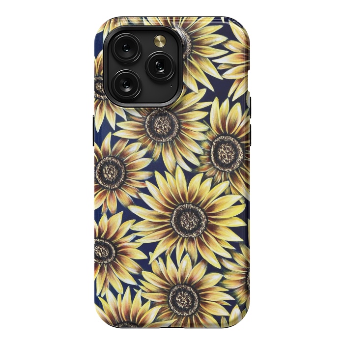 iPhone 15 Pro Max StrongFit Sunflowers by Denise Cassidy Wood