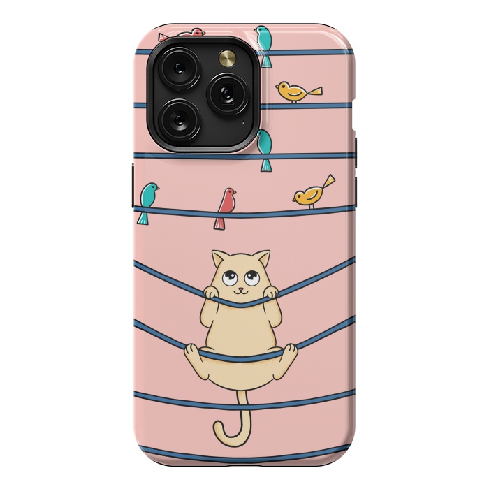 iPhone 15 Pro Max StrongFit Cat and birds by Coffee Man