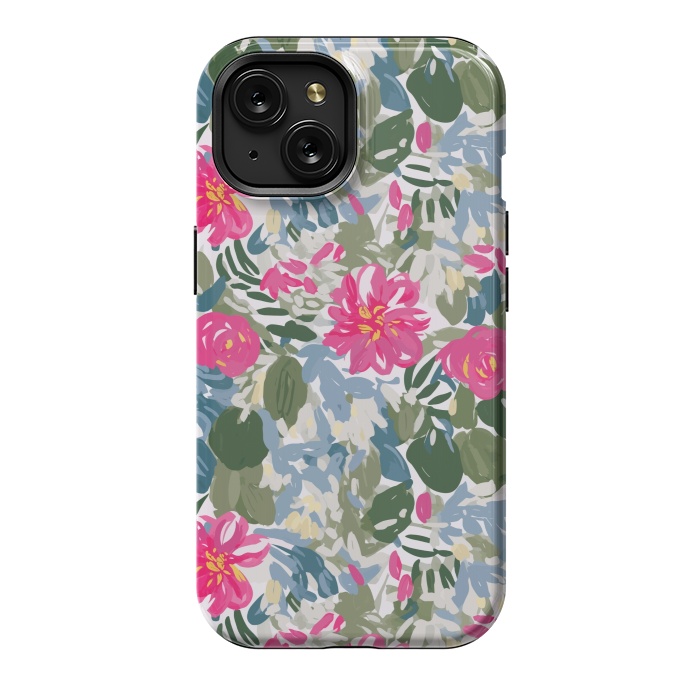 iPhone 15 StrongFit Pink magenta floral  by Josie