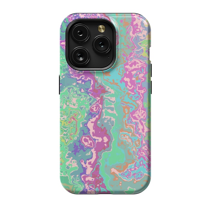 iPhone 15 Pro StrongFit Marble pink green fluid art by Josie