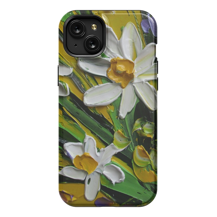 iPhone 15 Plus StrongFit Impasto flowers oil art original by ArtKingdom7