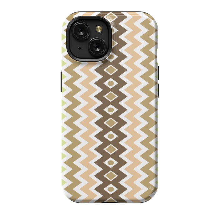 iPhone 15 StrongFit Beige Chevron Love by Martina