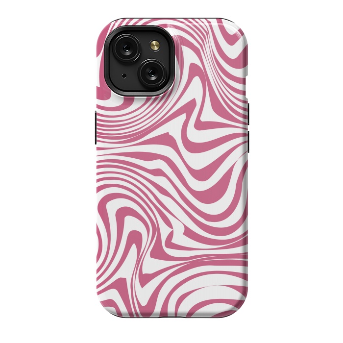 iPhone 15 StrongFit Retro pink waves by Martina