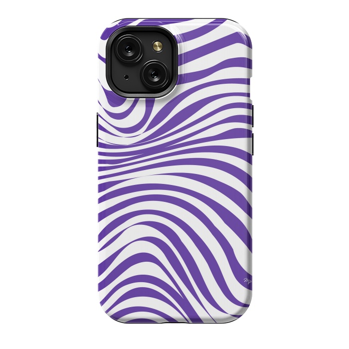 iPhone 15 StrongFit Modern retro purple waves by Martina