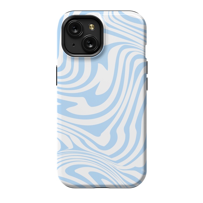 iPhone 15 StrongFit Modern retro blue waves by Martina