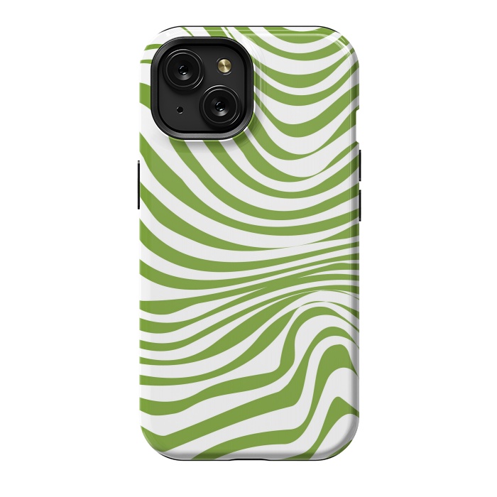 iPhone 15 StrongFit Modern retro cool green waves by Martina
