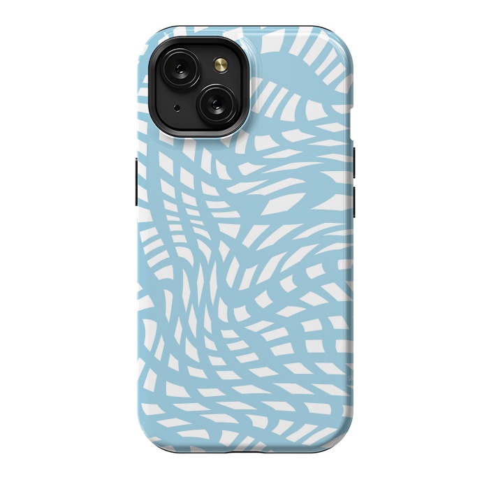 iPhone 15 StrongFit Modern retro blue wave cubes by Martina
