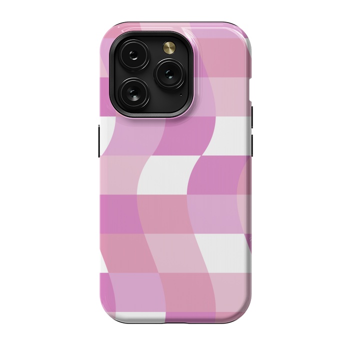 iPhone 15 Pro StrongFit Modern retro pink cube waves by Martina