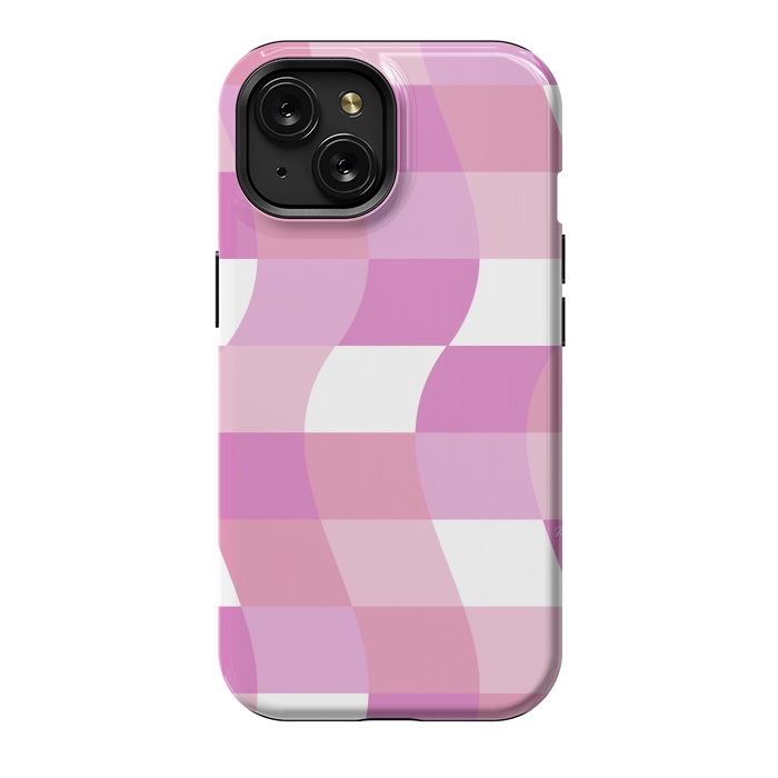 iPhone 15 StrongFit Modern retro pink cube waves by Martina