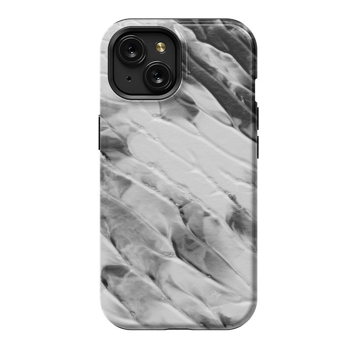 iPhone 15 StrongFit Modern organic black and white paint by Martina