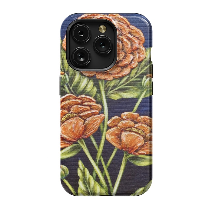iPhone 15 Pro StrongFit Orange Peonies by Denise Cassidy Wood