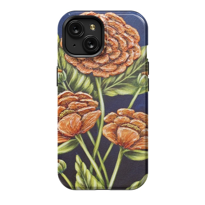 iPhone 15 StrongFit Orange Peonies by Denise Cassidy Wood