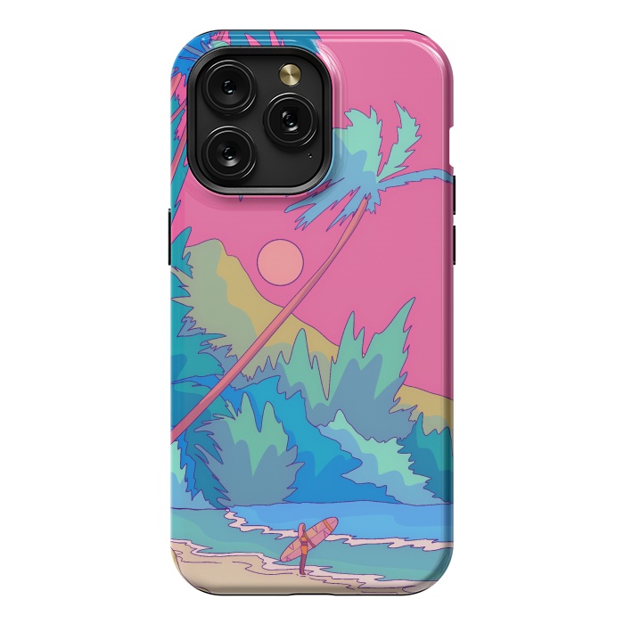 iPhone 15 Pro Max StrongFit Pink sky beach by Steve Wade (Swade)