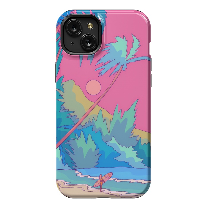 iPhone 15 Plus StrongFit Pink sky beach by Steve Wade (Swade)
