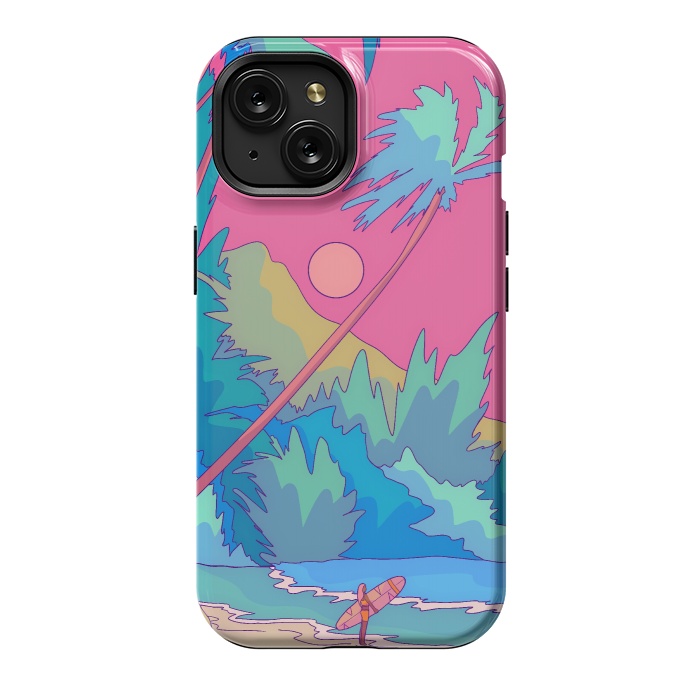 iPhone 15 StrongFit Pink sky beach by Steve Wade (Swade)