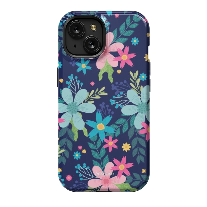 iPhone 15 StrongFit Rain of Colors and Flowers by ArtsCase