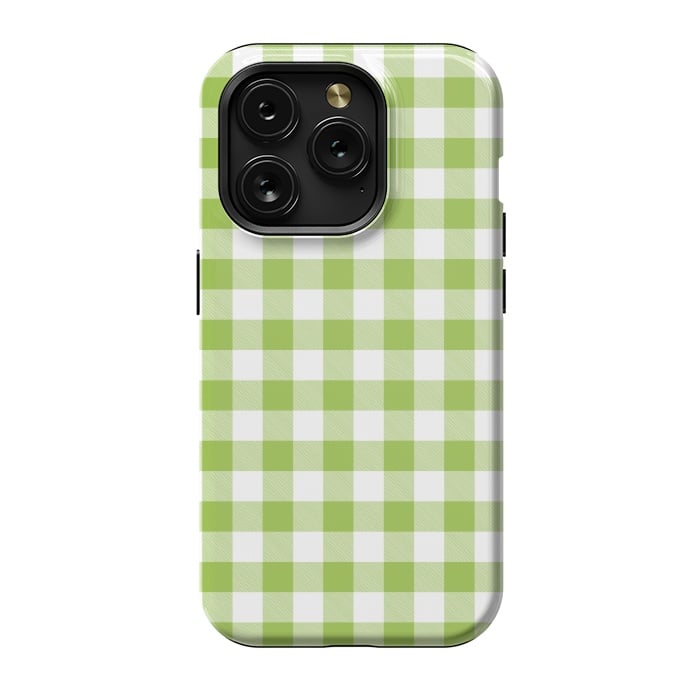 iPhone 15 Pro StrongFit Green Plaid by ArtsCase