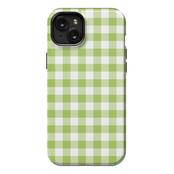 iPhone 15 Plus StrongFit Green Plaid by ArtsCase