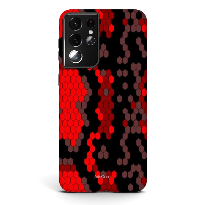 Galaxy S21 ultra StrongFit Wild Red Snake by ArtsCase