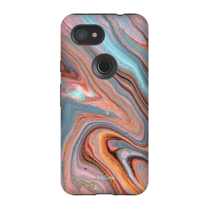 Pixel 3A StrongFit Blue and Gold liquid by ArtsCase