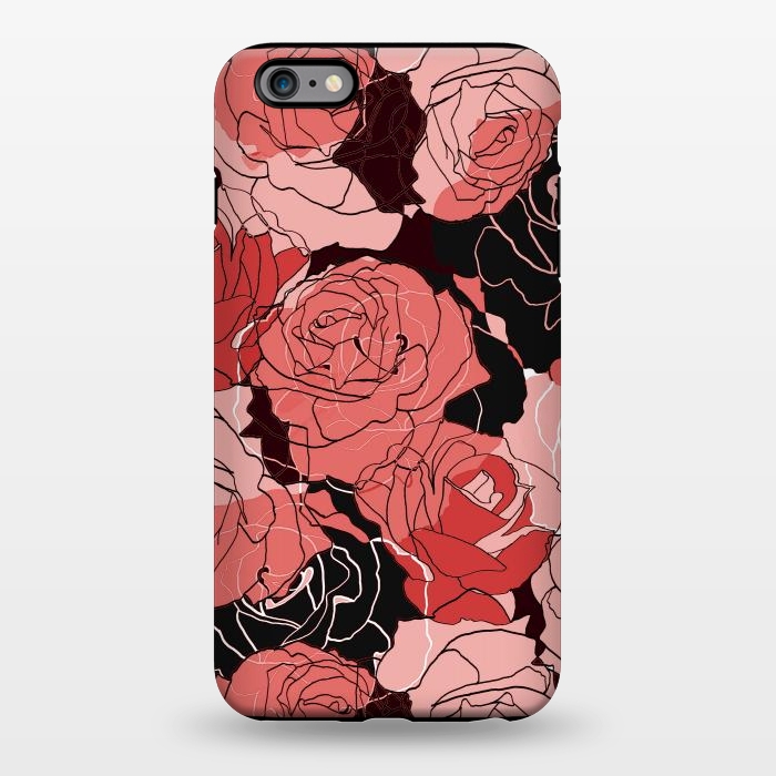 iPhone 6/6s plus StrongFit Red black roses - line art rose flowers pattern by Oana 