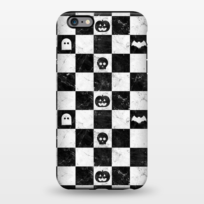 iPhone 6/6s plus StrongFit Halloween checkered pattern - marble spooky monsters checks by Oana 