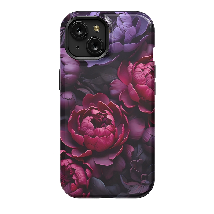 iPhone 15 StrongFit Moody peonies by haroulita