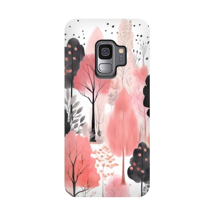 Galaxy S9 StrongFit Watercolor pink trees by haroulita