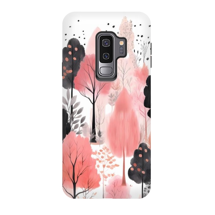 Galaxy S9 plus StrongFit Watercolor pink trees by haroulita