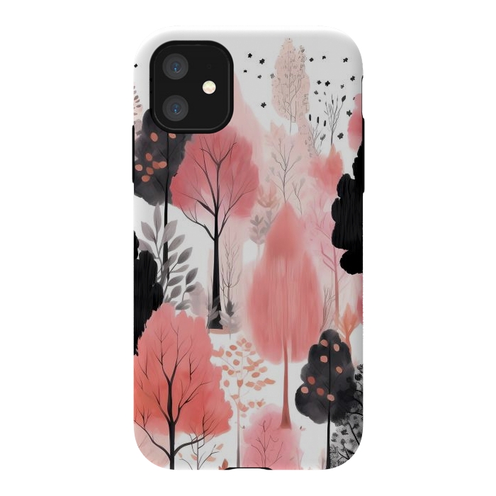 iPhone 11 StrongFit Watercolor pink trees by haroulita