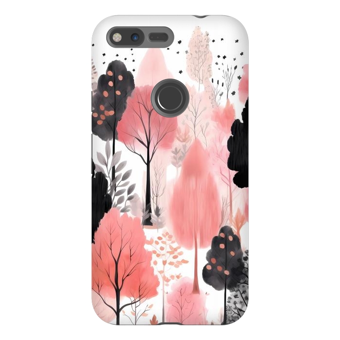 Pixel XL StrongFit Watercolor pink trees by haroulita