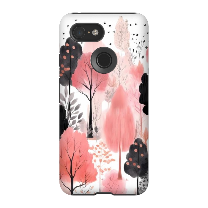 Pixel 3 StrongFit Watercolor pink trees by haroulita