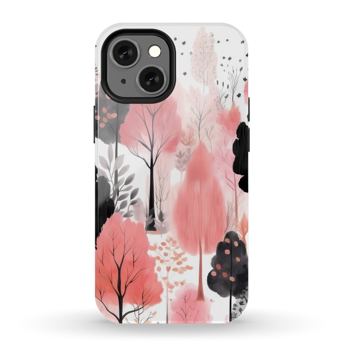 iPhone 12 mini StrongFit Watercolor pink trees by haroulita