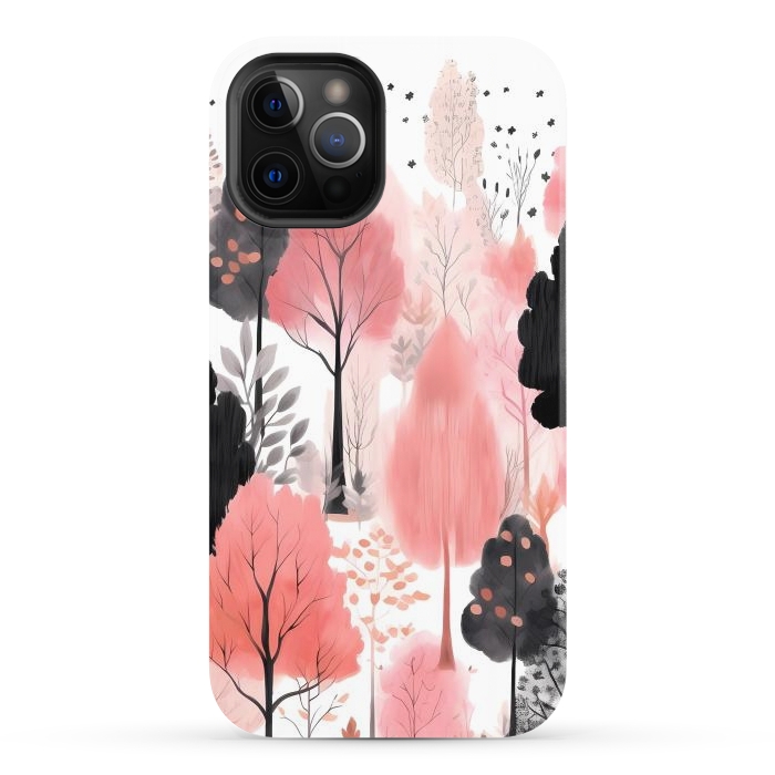 iPhone 12 Pro StrongFit Watercolor pink trees by haroulita
