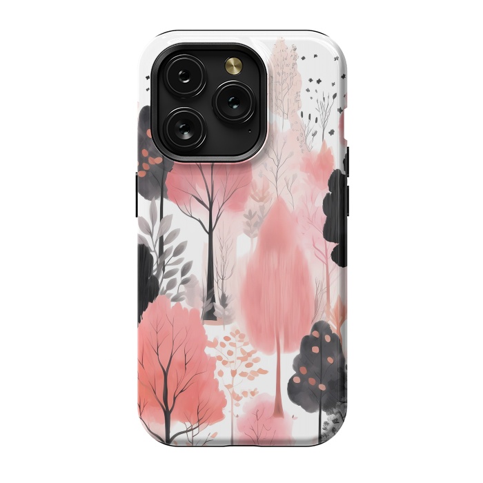 iPhone 15 Pro StrongFit Watercolor pink trees by haroulita