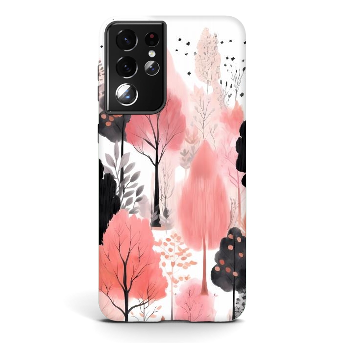 Galaxy S21 ultra StrongFit Watercolor pink trees by haroulita