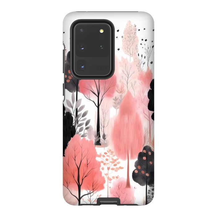 Galaxy S20 Ultra StrongFit Watercolor pink trees by haroulita
