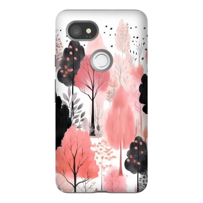 Pixel 2XL StrongFit Watercolor pink trees by haroulita