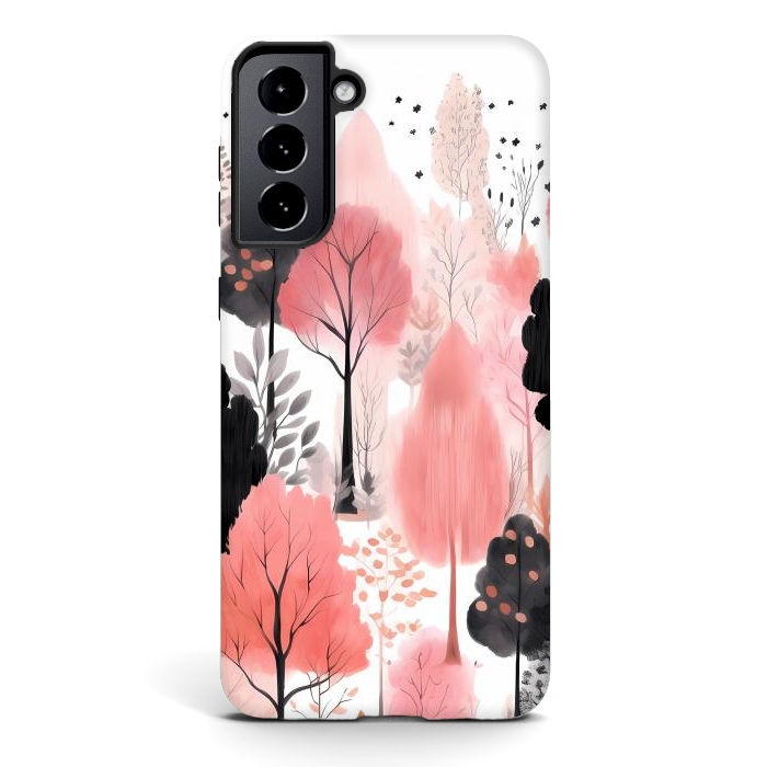 Galaxy S21 plus StrongFit Watercolor pink trees by haroulita