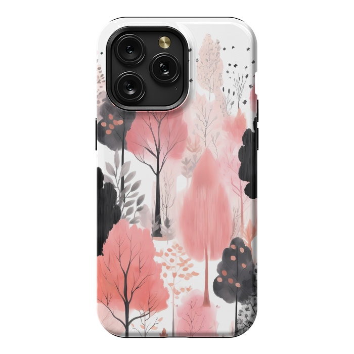 iPhone 15 Pro Max StrongFit Watercolor pink trees by haroulita