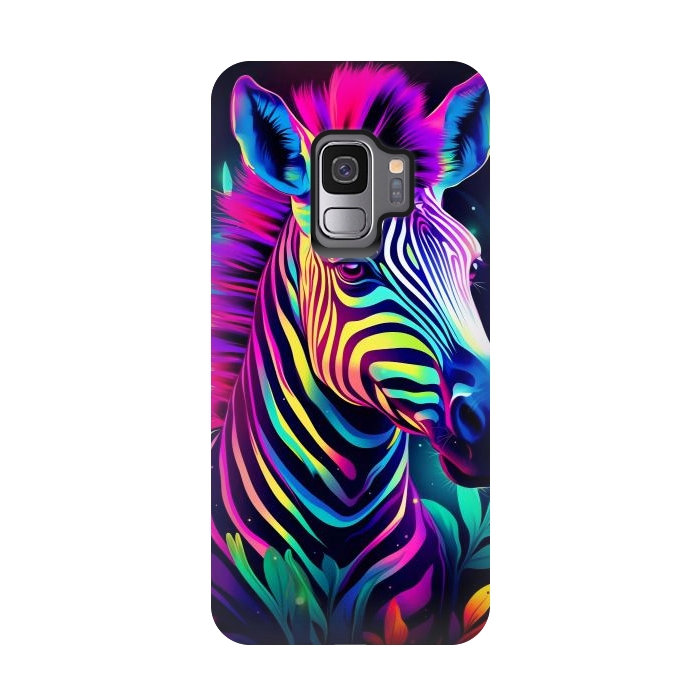Galaxy S9 StrongFit colorful zebra by haroulita