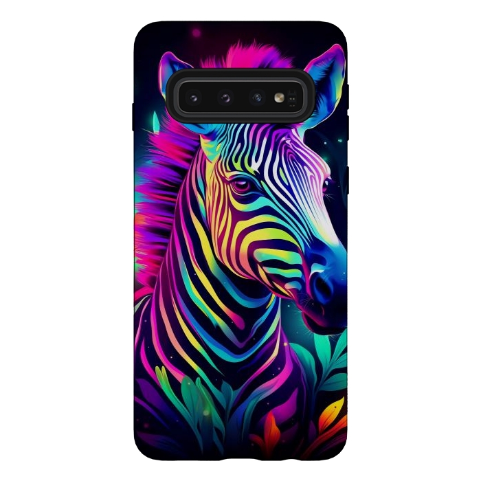 Galaxy S10 StrongFit colorful zebra by haroulita