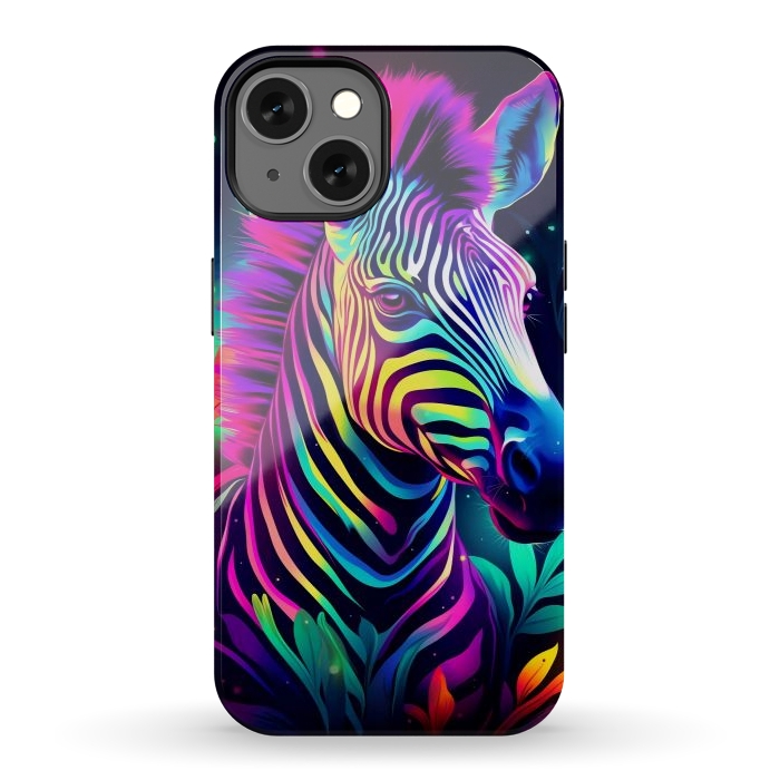 iPhone 13 StrongFit colorful zebra by haroulita