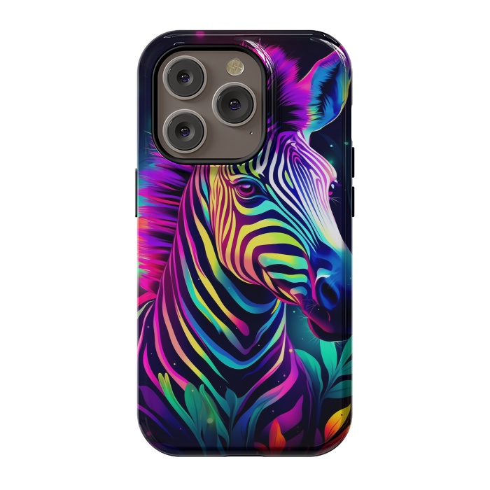 iPhone 14 Pro StrongFit colorful zebra by haroulita