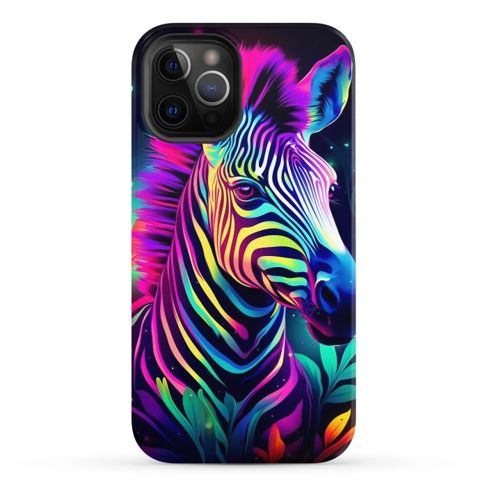 iPhone 12 Pro Max StrongFit colorful zebra by haroulita