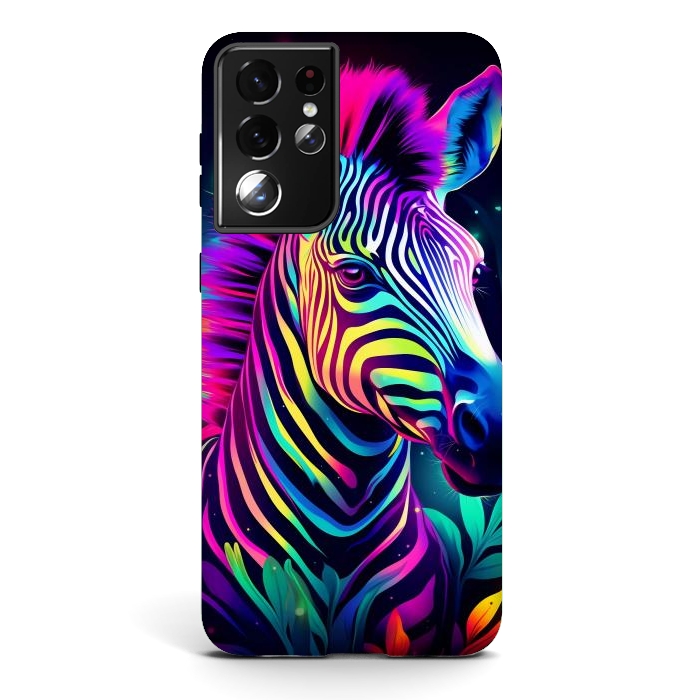 Galaxy S21 ultra StrongFit colorful zebra by haroulita